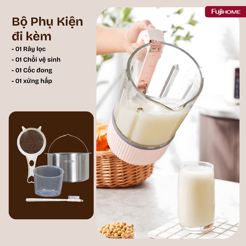 Máy làm sữa hạt đa năng Fujihome SM01B Màu Hồng