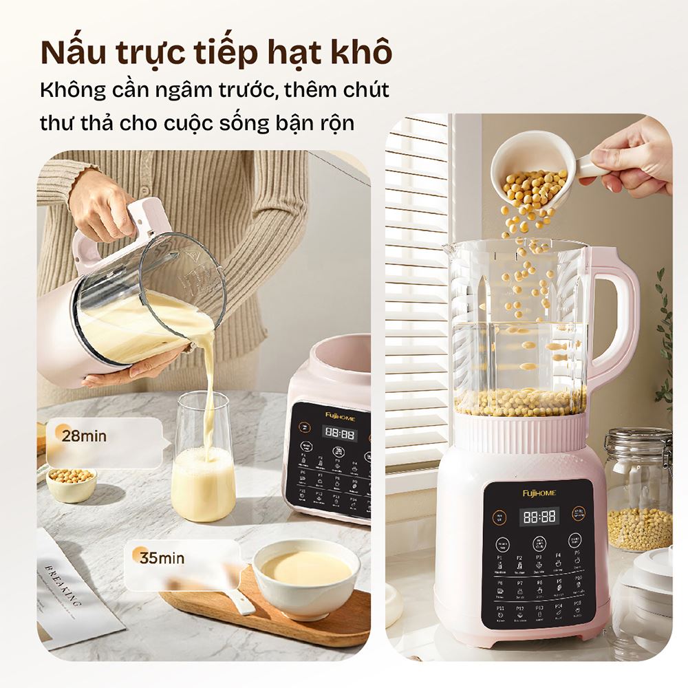 Máy làm sữa hạt đa năng Fujihome SM01B Màu Hồng