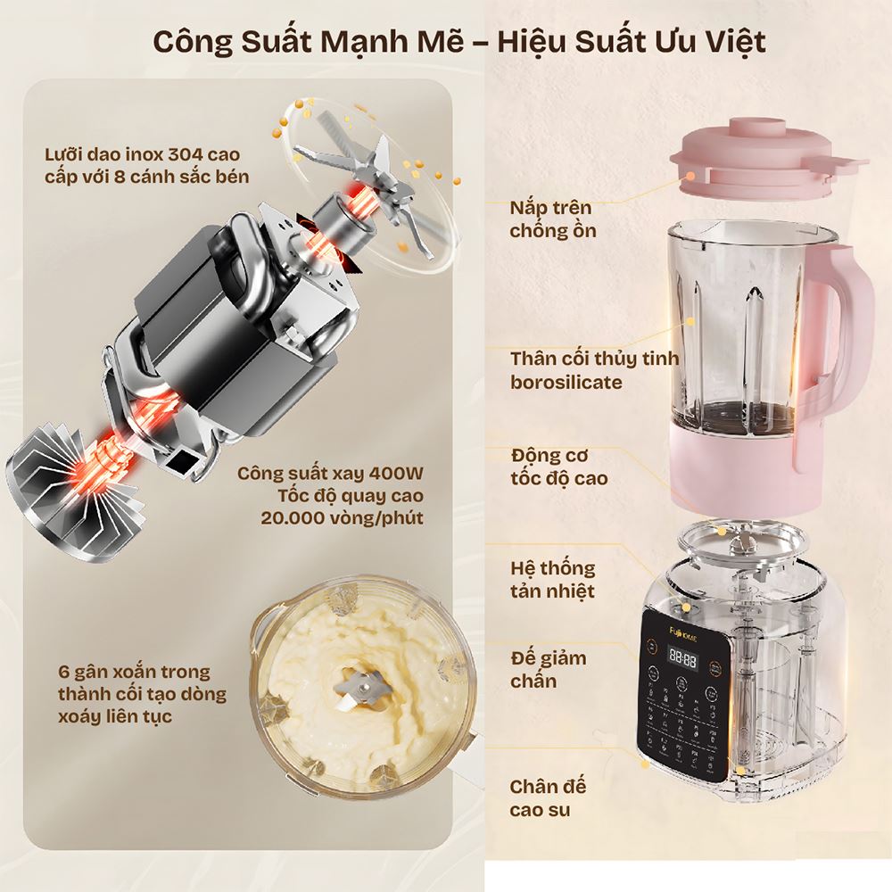 Máy làm sữa hạt đa năng Fujihome SM01B Màu Hồng