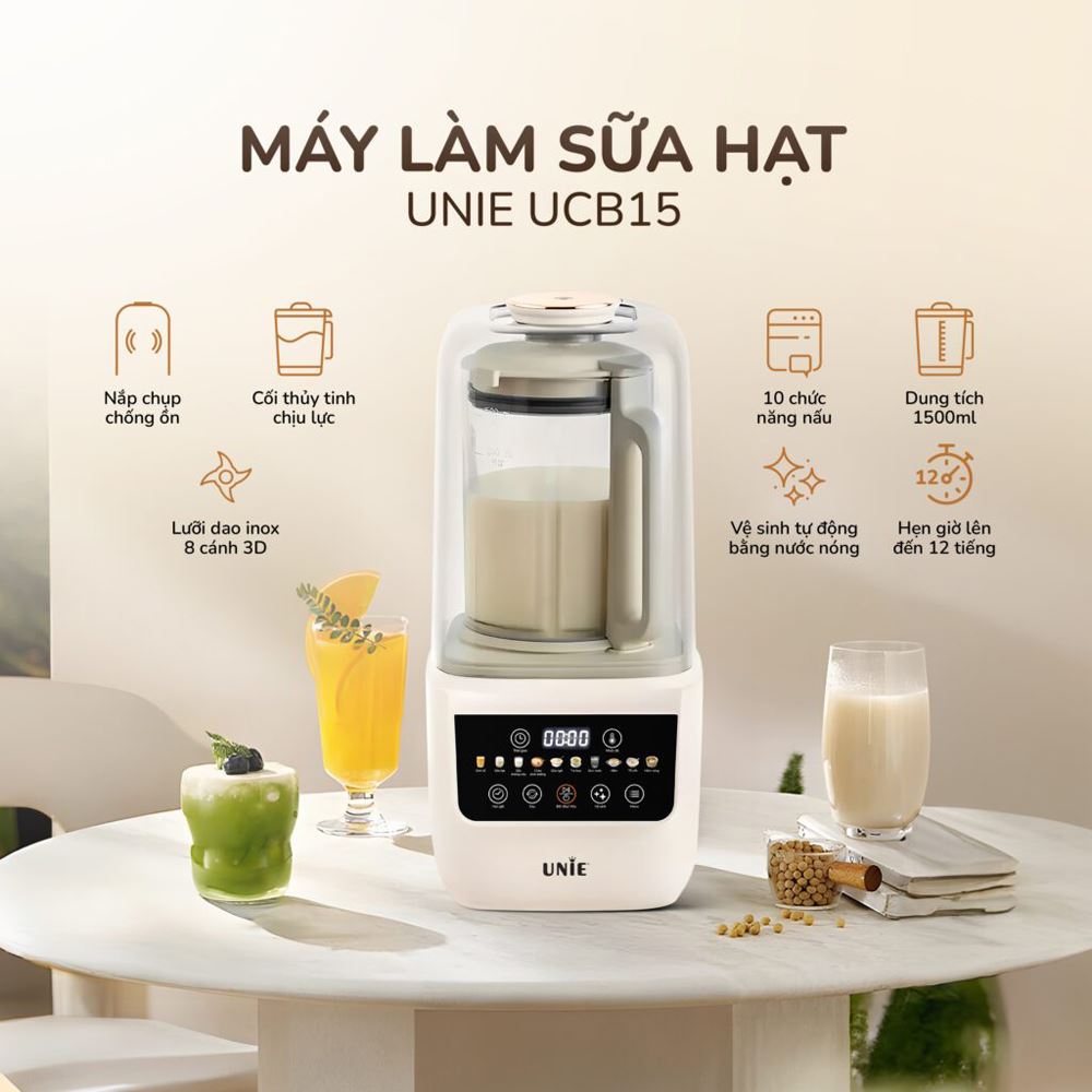 Máy làm sữa hạt đa năng Unie UCB15 Màu Màu be