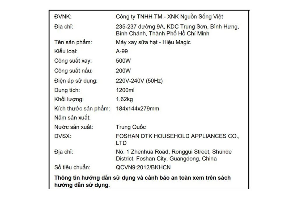 Máy làm sữa hạt đa năng Magic A-99 Màu Kem