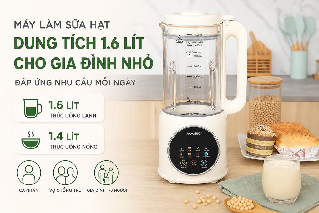 Máy làm sữa hạt đa năng Magic A-104 Màu Kem