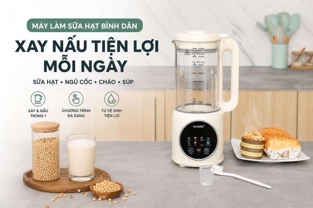 Máy làm sữa hạt đa năng Magic A-104 Màu Kem