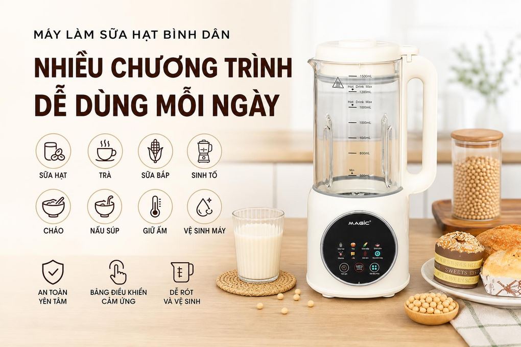 Máy làm sữa hạt đa năng Magic A-104 Màu Kem