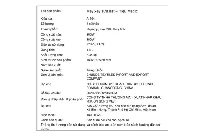 Máy làm sữa hạt đa năng Magic A-104 Màu Kem