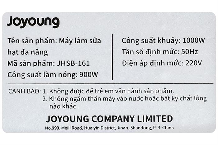 Máy làm sữa hạt đa năng Joyoung JHSB-161 Màu Đen