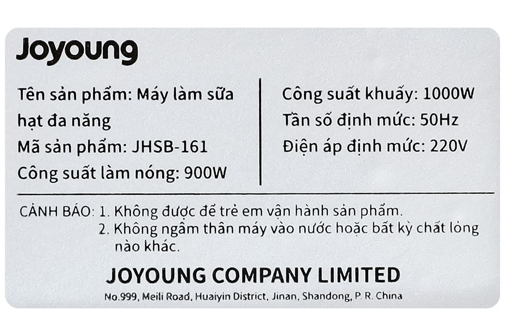 Máy làm sữa hạt đa năng Joyoung JHSB-161 Màu Đen