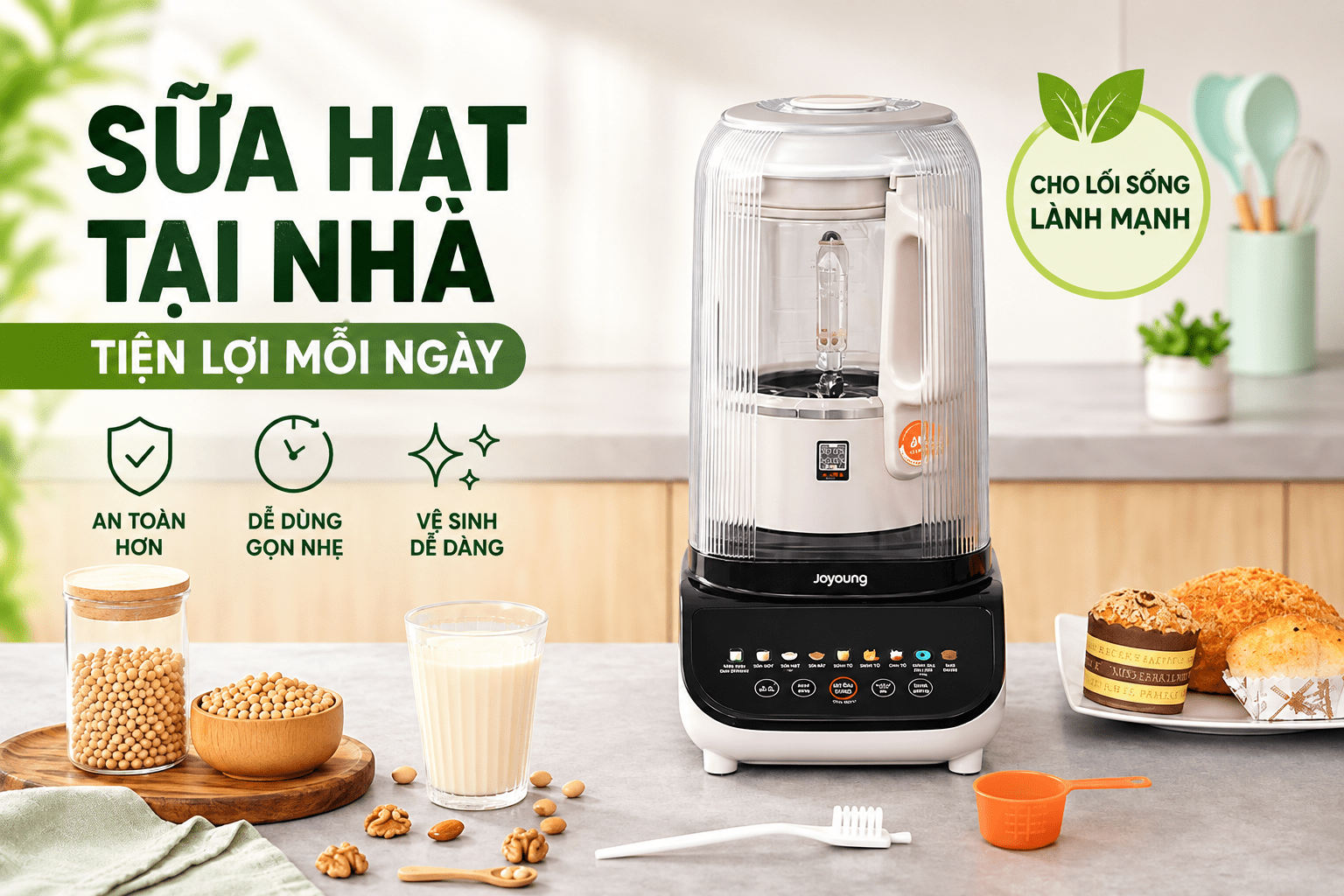 Máy làm sữa hạt đa năng Joyoung JHSB-602 Pro Màu Trắng