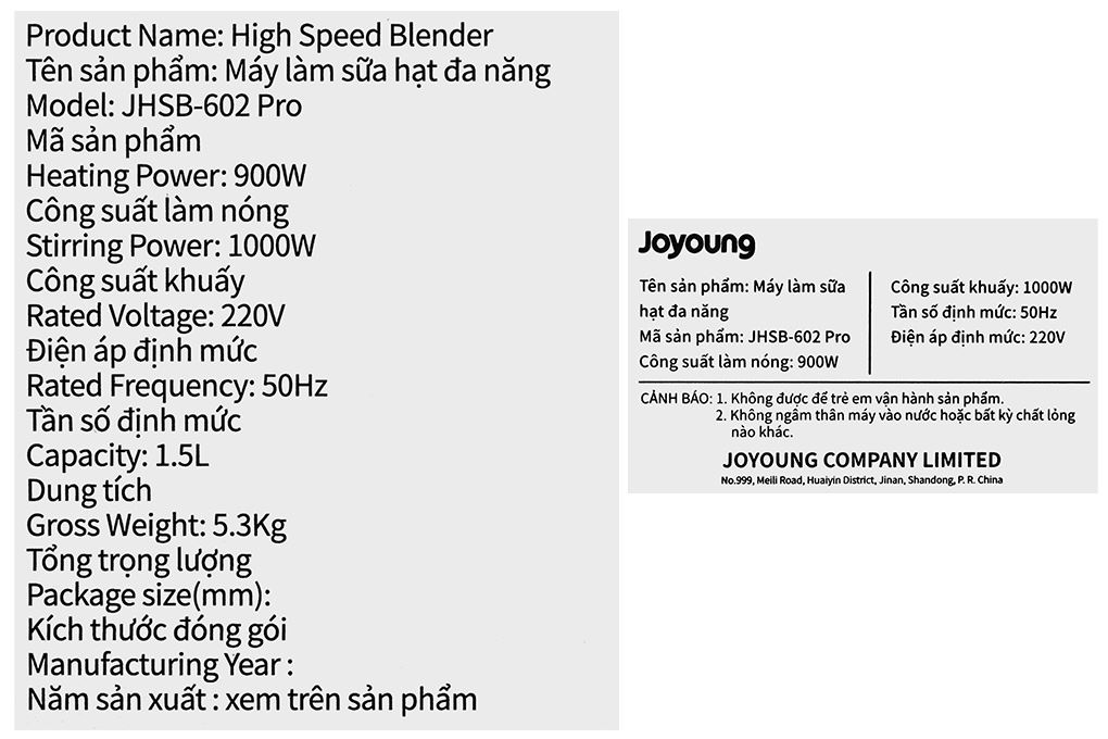 Máy làm sữa hạt đa năng Joyoung JHSB-602 Pro Màu Trắng