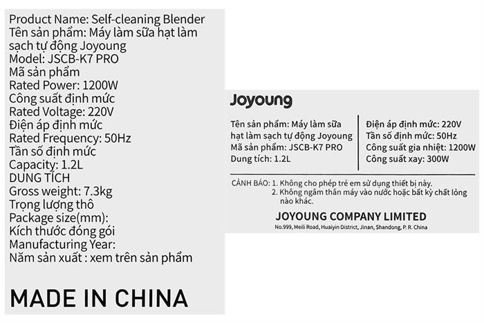Máy làm sữa hạt đa năng Joyoung JSCB-K7 Pro Màu Xám