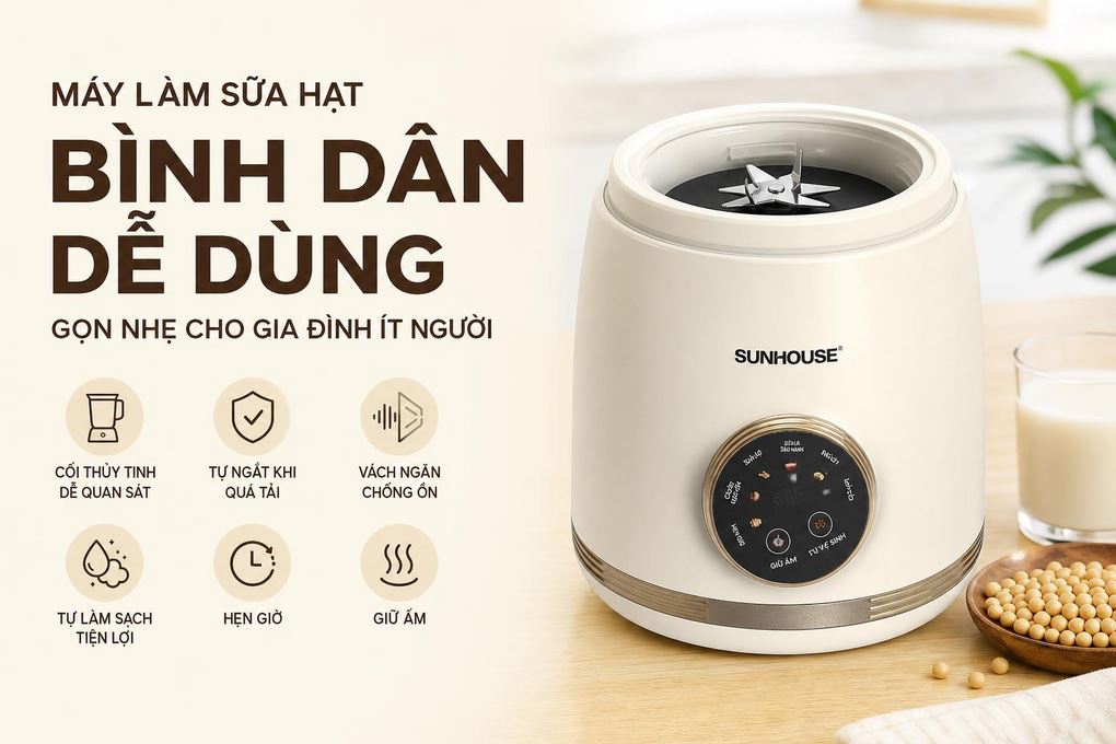 Máy làm sữa hạt đa năng Sunhouse SHD5262 Màu Trắng