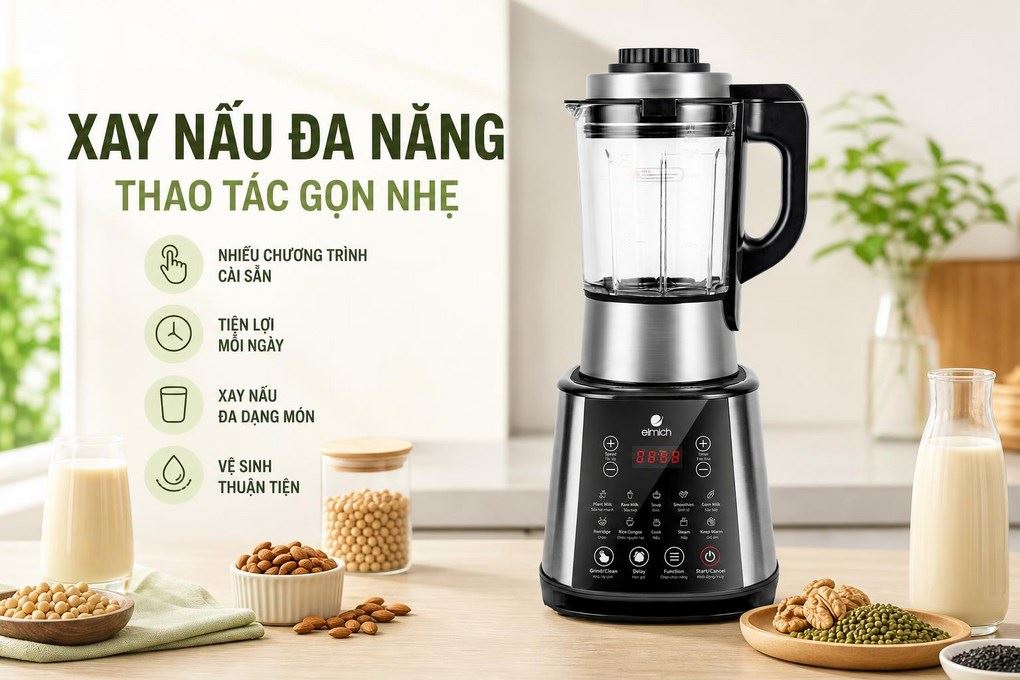 Máy làm sữa hạt đa năng Elmich CBE-3902 Màu Xám