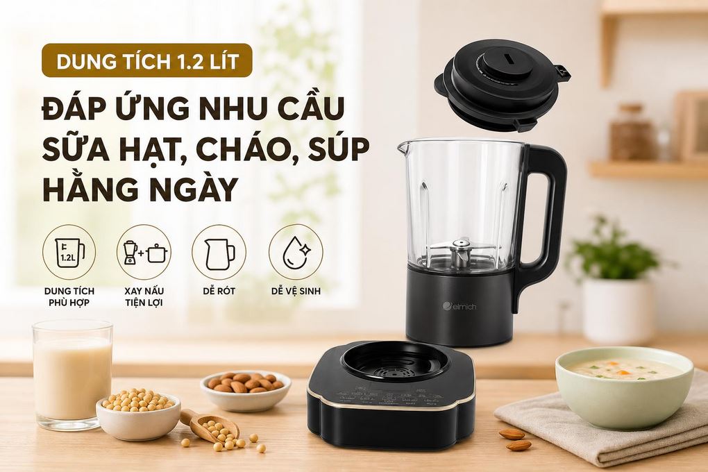 Máy làm sữa hạt đa năng Elmich CBE-3904OL Màu Đen