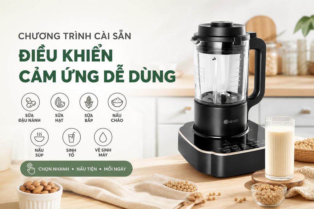 Máy làm sữa hạt đa năng Elmich CBE-3904OL Màu Đen