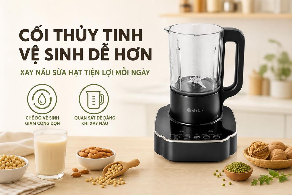 Máy làm sữa hạt đa năng Elmich CBE-3904OL Màu Đen