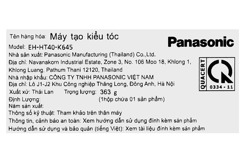 Máy tạo kiểu tóc Panasonic EH-HT40-K645 Màu Đen - Đỏ