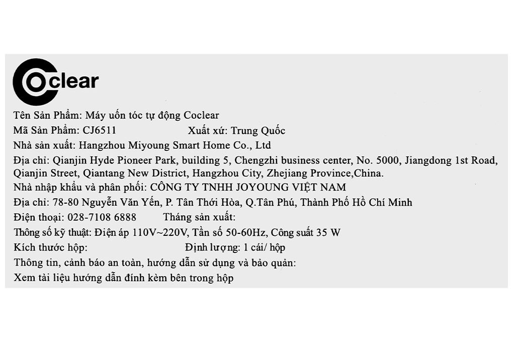 Máy uốn tóc tự động Coclear CJ6511 Màu Hồng