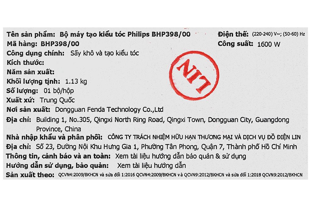 Bộ máy tạo kiểu tóc Philips BHP398/00 Màu Hồng