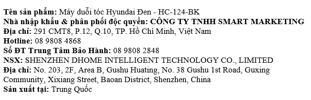 Máy duỗi tóc Hyundai HC-124-BK Màu Đen