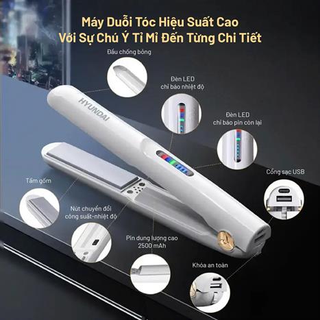 Máy duỗi tóc Hyundai HC-119-WH Màu Trắng