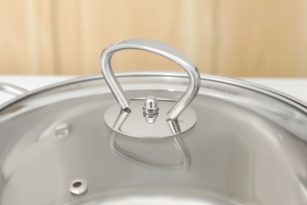 Nồi inox 5 đáy nắp kính 20 cm Sunhouse SHG788-20 Màu Bạc Inox