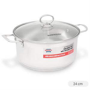 Nồi inox 5 đáy nắp kính 24 cm Sunhouse SHG788-24