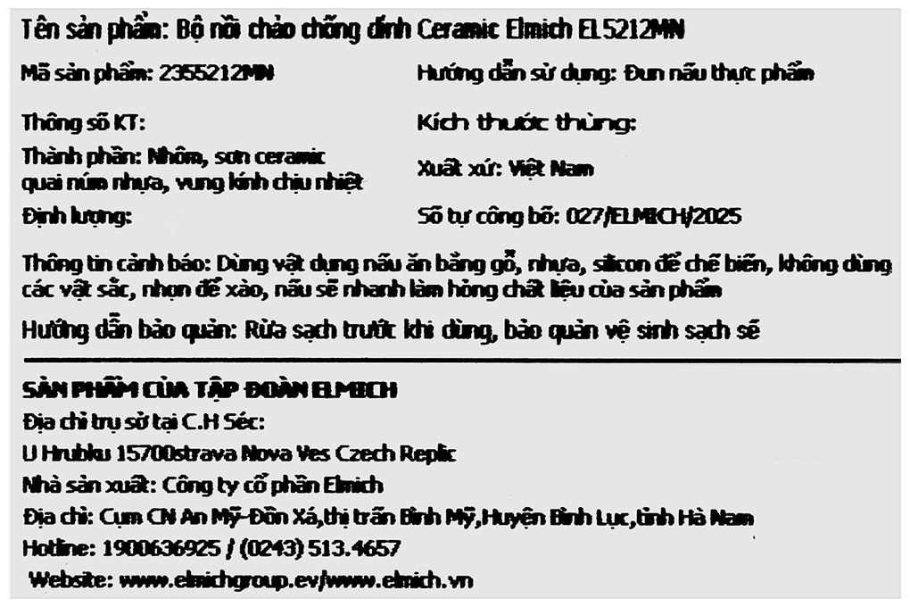 Bộ nồi chảo quánh nhôm chống dính nắp kính Elmich EL-5212MN Màu Xanh lá
