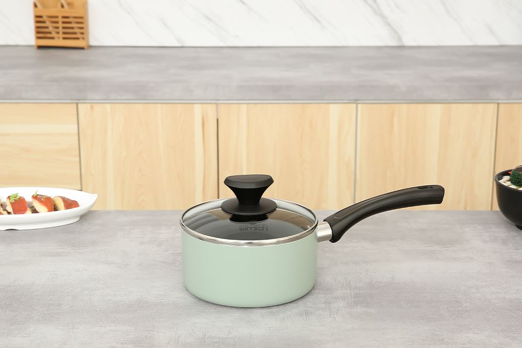 Bộ nồi chảo quánh nhôm chống dính nắp kính Elmich EL-5212MN Màu Xanh lá