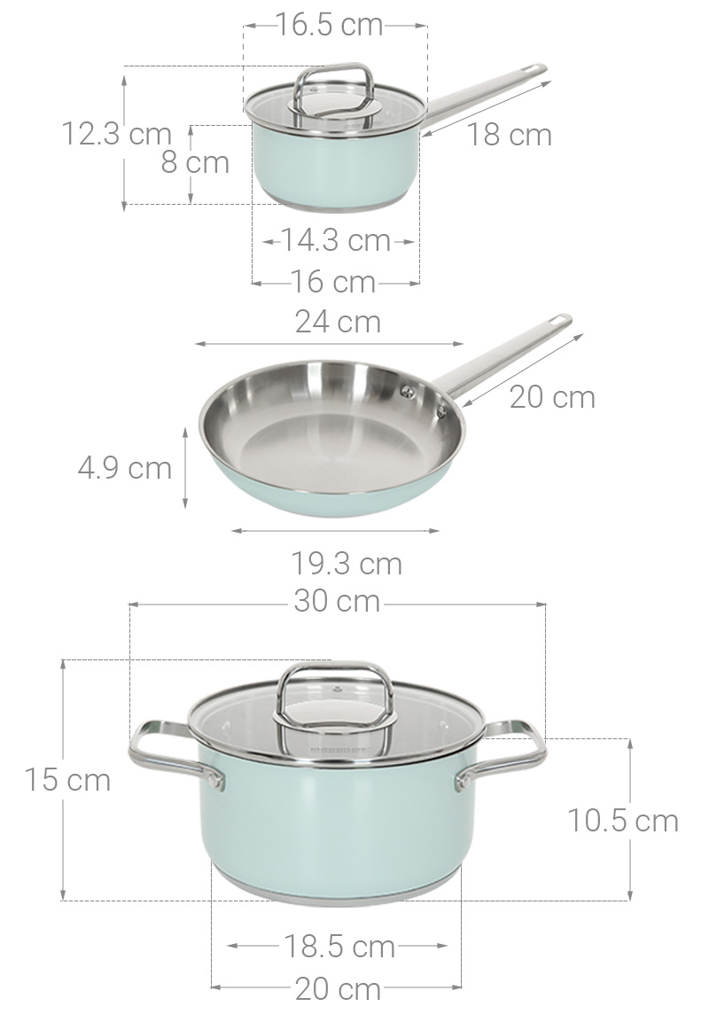 Bộ nồi chảo quánh inox 3 đáy nắp kính Sunhouse SHG608