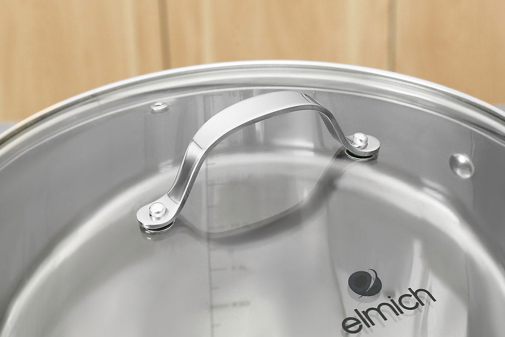 Nồi luộc gà inox 5 đáy nắp kính 30 cm Elmich EL-2525IN30 Màu Inox