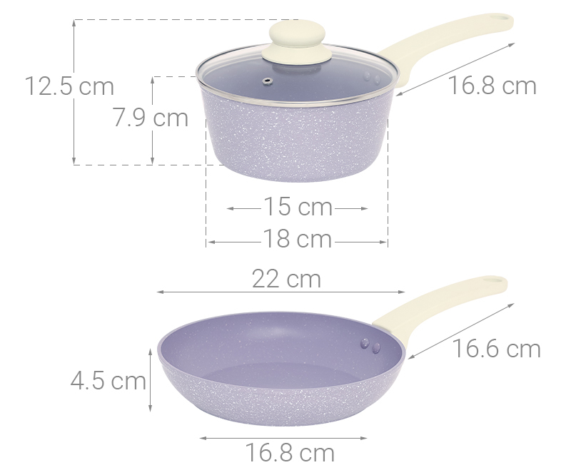 Bộ chảo quánh nhôm chống dính nắp kính Green Cook GCS247-T2