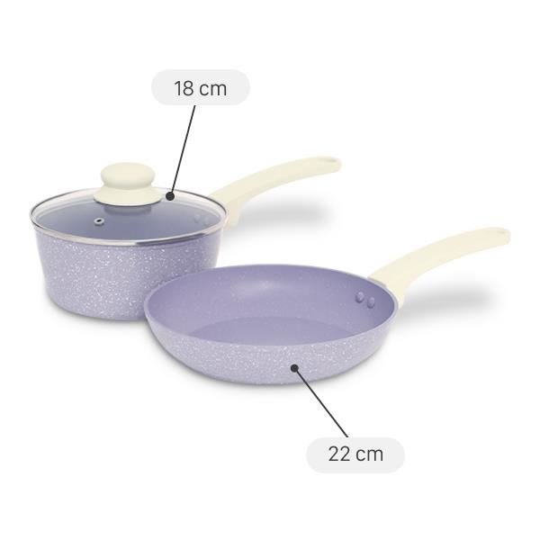 Bộ chảo quánh nhôm chống dính nắp kính Green Cook GCS247-T2