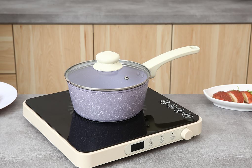 Bộ chảo quánh nhôm chống dính nắp kính Green Cook GCS247-T2 Màu Tím nhạt