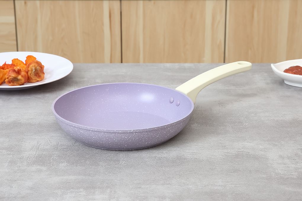 Bộ chảo quánh nhôm chống dính nắp kính Green Cook GCS247-T2 Màu Tím nhạt