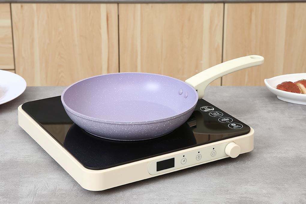 Bộ chảo quánh nhôm chống dính nắp kính Green Cook GCS247-T2 Màu Tím nhạt