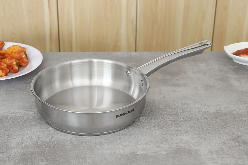 Bộ nồi chảo quánh inox nắp kính Sunhouse SHG991 Màu Inox