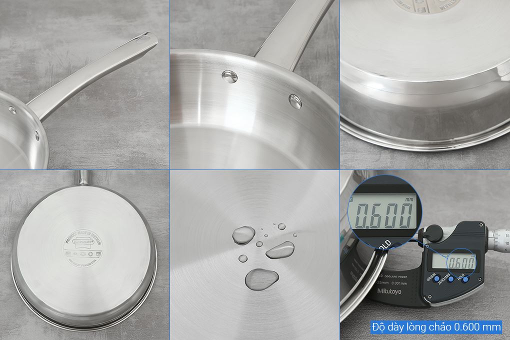 Bộ nồi chảo quánh inox nắp kính Sunhouse SHG991 Màu Inox