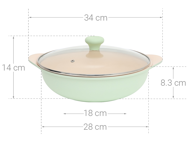 Nồi lẩu nhôm chống dính nắp kính 28 cm Green Cook GCS2410-28IH
