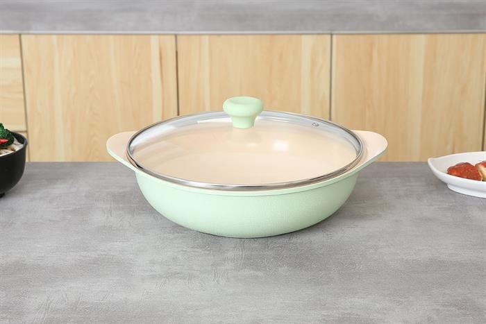 Nồi lẩu nhôm chống dính nắp kính 28 cm Green Cook GCS2410-28IH