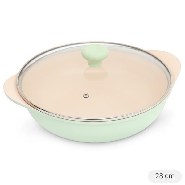 Nồi lẩu nhôm chống dính nắp kính 28 cm Green Cook GCS2410-28IH