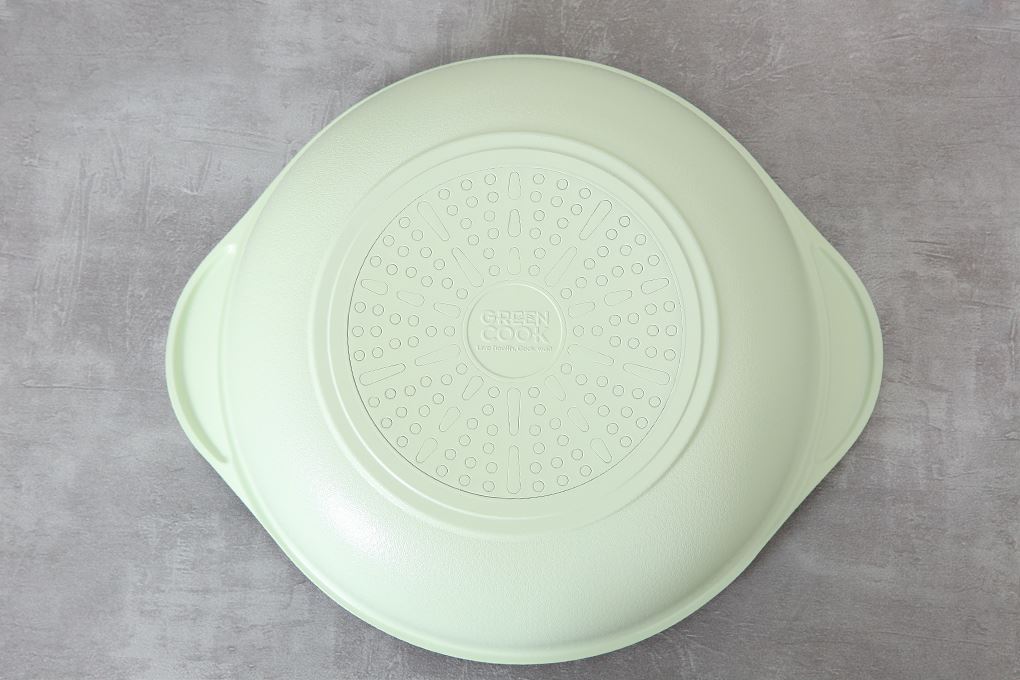 Nồi lẩu nhôm chống dính nắp kính 28 cm Green Cook GCS2410-28IH Màu Xanh