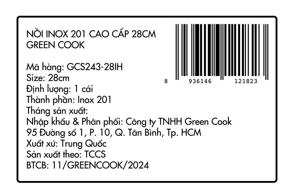 Nồi luộc gà inox 5 đáy nắp kính 28 cm Green Cook GCS243-28IH Màu Inox
