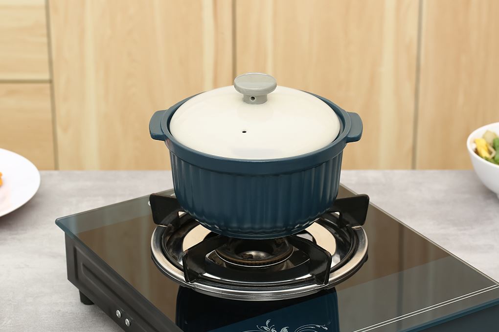 Nồi đất nắp sứ 15 cm Dong hwa PT14.1200 Màu Xanh đen