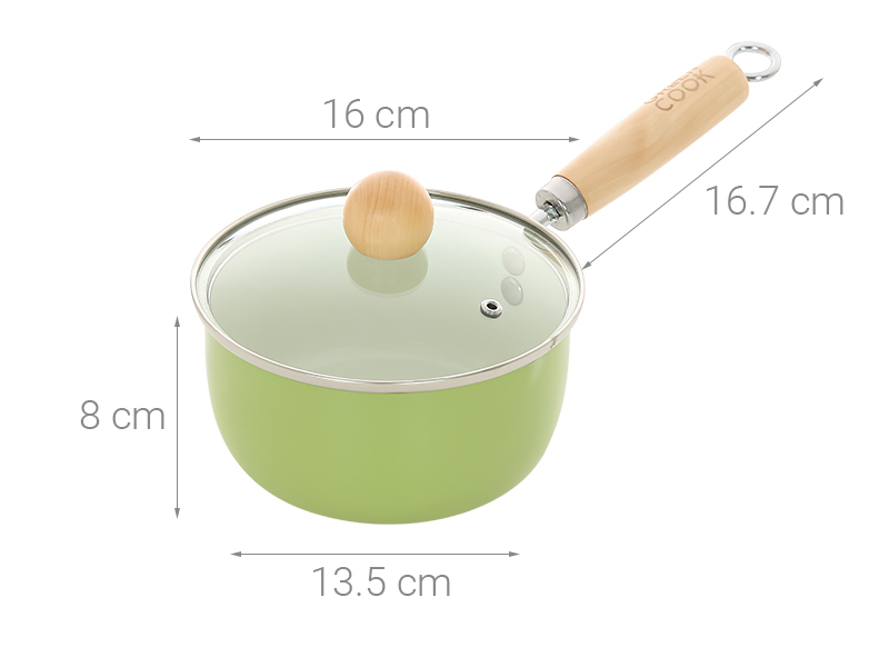 Quánh thép chống dính nắp kính 16 cm Green Cook GCS248-16IH