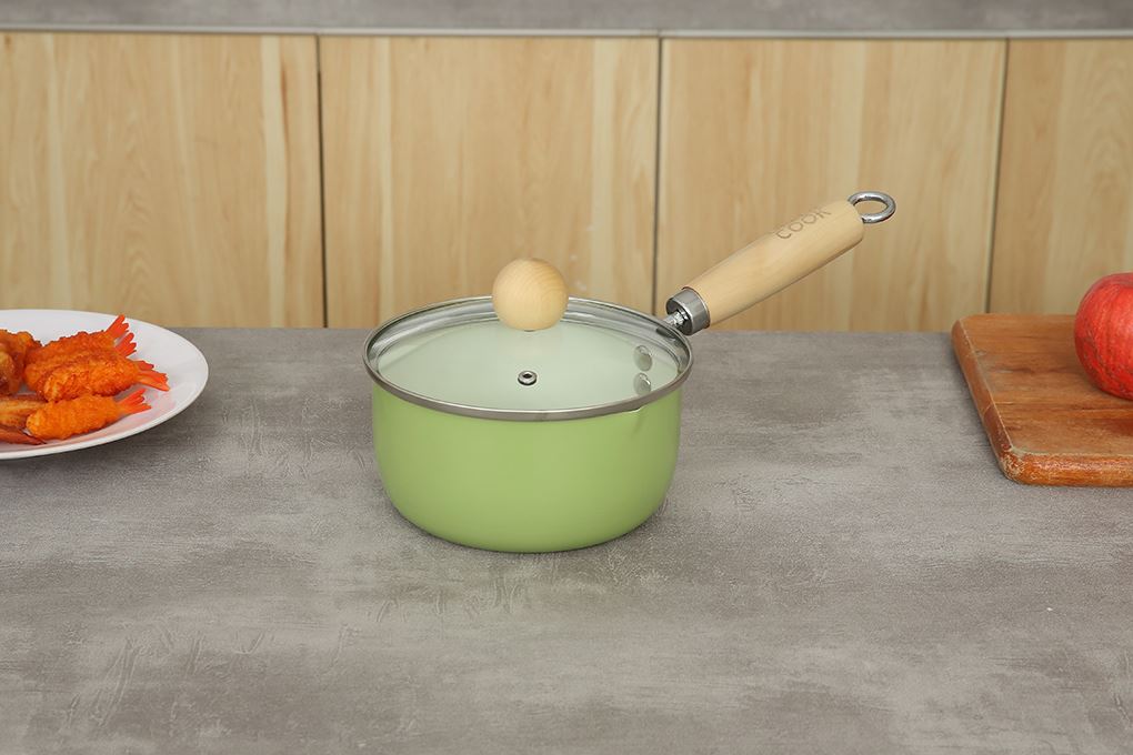Quánh thép chống dính nắp kính 16 cm Green Cook GCS248-16IH Màu Xanh lá