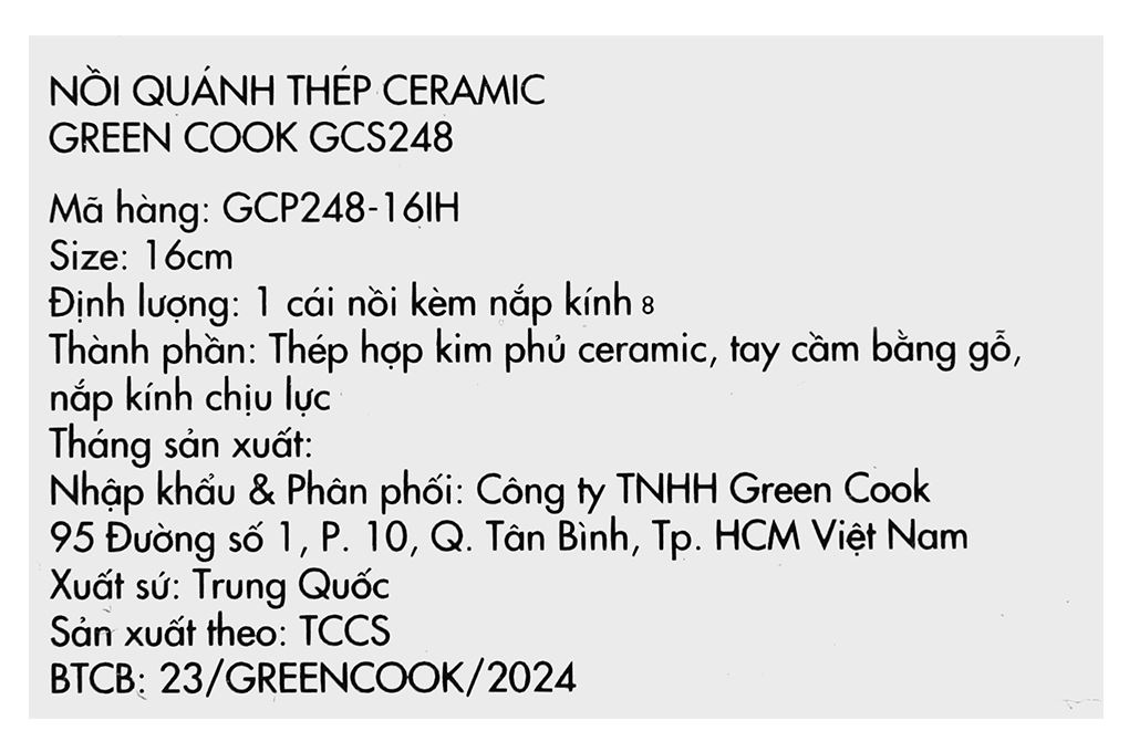 Quánh thép chống dính nắp kính 16 cm Green Cook GCS248-16IH Màu Xanh lá