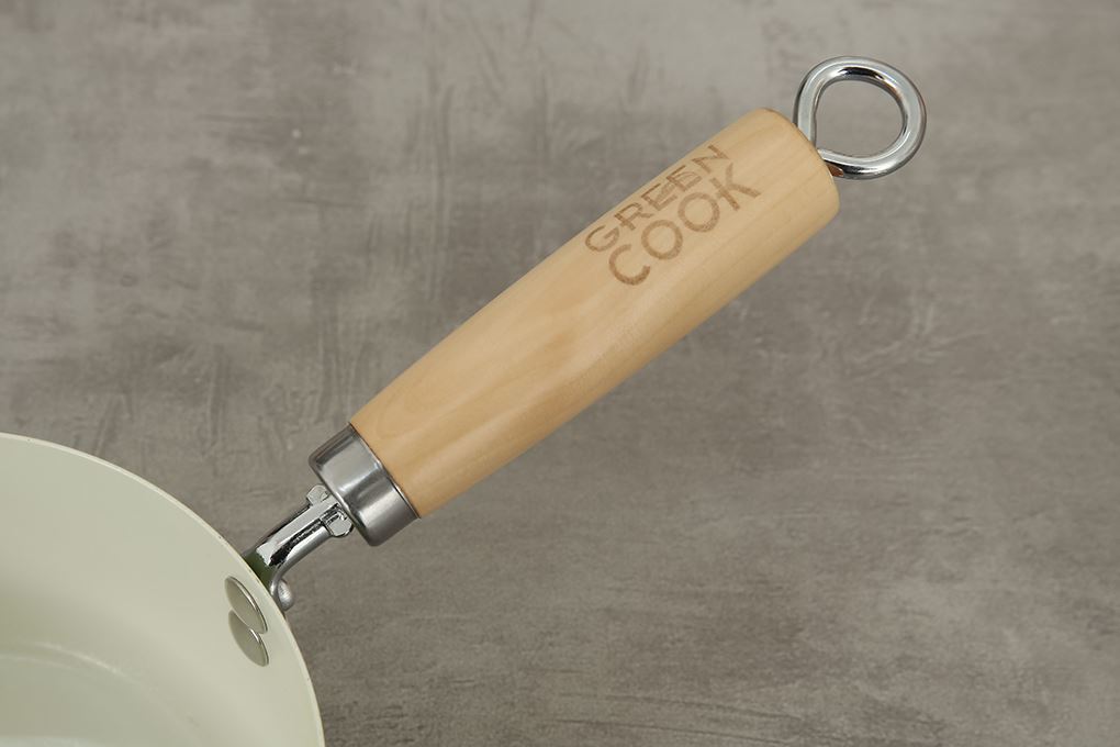 Quánh thép chống dính nắp kính 16 cm Green Cook GCS248-16IH Màu Xanh lá
