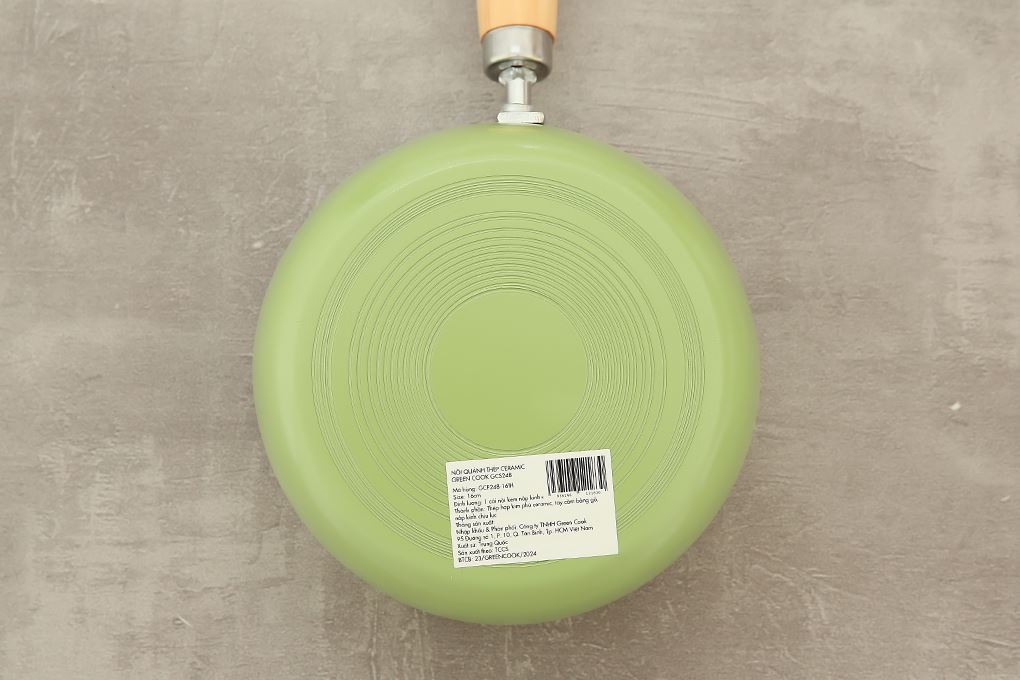 Quánh thép chống dính nắp kính 16 cm Green Cook GCS248-16IH Màu Xanh lá