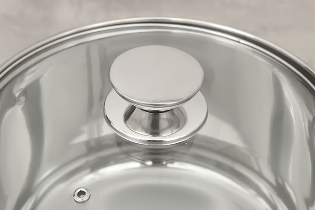 Nồi inox 5 đáy nắp kính 22 cm Green Cook GCS243-22IH Màu Inox