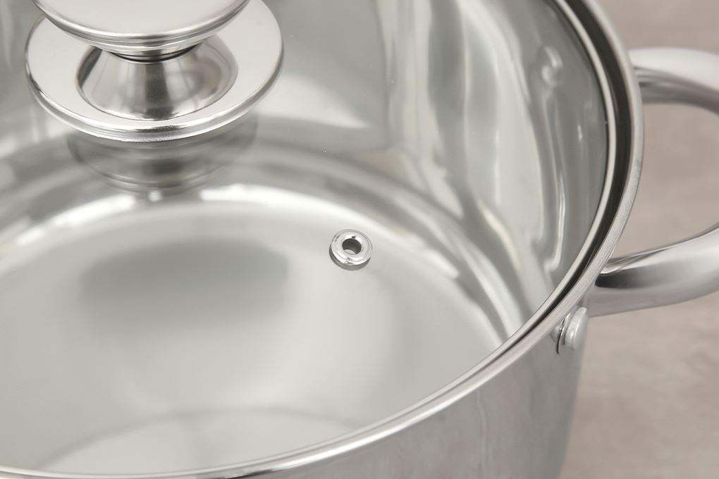 Nồi inox 5 đáy nắp kính 22 cm Green Cook GCS243-22IH Màu Inox